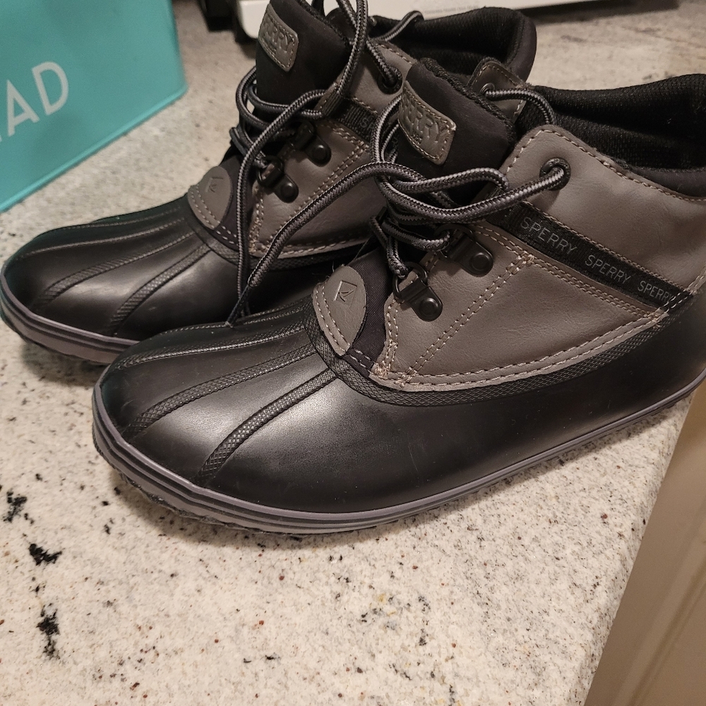 Sperry Bowline Gray Black Boots Rain Hiking Youth 6 Womens 7.5 EU 38